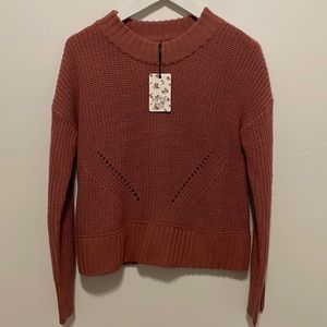 NWT Hippie Rose Sweater Size Medium Dark Dusty rose color with hole details